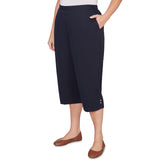 Alfred Dunner Solid Twill Button Hem Capri Pant - Plus