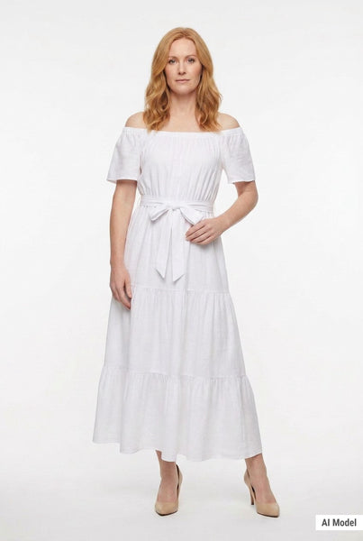 Off The Shoulder Maxi Dress, White – Dressbarn