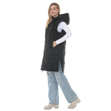 Women's Hooded Quilted Longline Puffer Vest