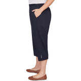 Alfred Dunner Solid Twill Button Hem Capri Pant - Plus