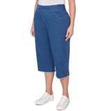 Alfred Dunner Super Stretch Denim Fringe Capri Pant - Plus