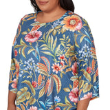 Alfred Dunner Floral Print Pointed Hem Top with Necklace - Plus