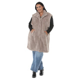 Plus Size Long Plush Button-Front Vest