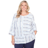Alfred Dunner Spliced Jacquard Stripe Top - Plus