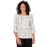 Alfred Dunner Spliced Jacquard Stripe Top
