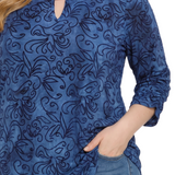 NY Collection Plus Size 3/4 Sleeve Flocked Knit Pullover Top