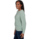 Alfred Dunner Cable Pullover Chenille Sweater - Sage