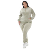 Plus Size Velour Zip-Front Jacket & Jogger Pants Set