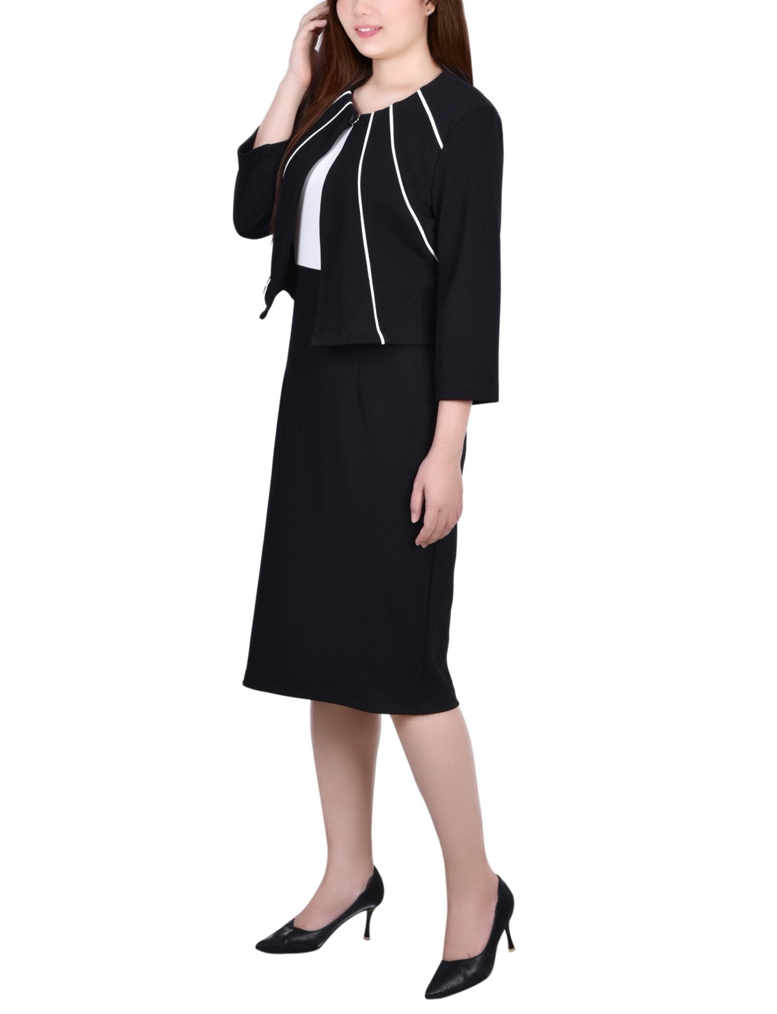 Black 2 Piece Colorblocked Dress Set - Petite Dressbarn Black 2 Piece Colorblocked Dress Set - Petite Dressbarn