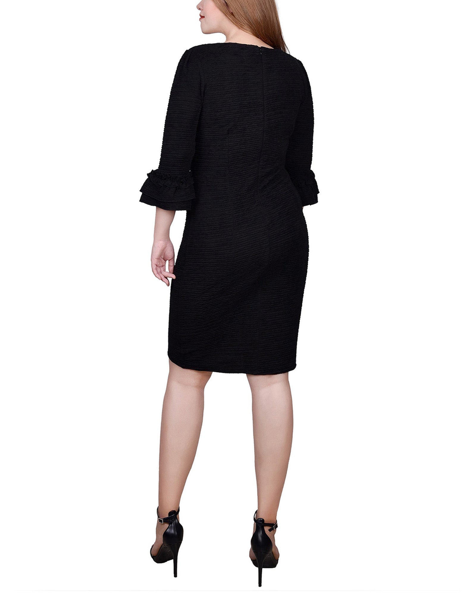 Black 3/4 Sleeve Textured Knit Dress Dressbarn Black 3/4 Sleeve Textured Knit Dress Dressbarn