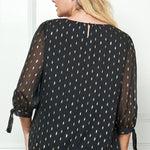 Black 3/4 Tie Sleeve Bubble Blouse - Plus - DressbarnShirts & Blouses