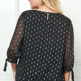 Black 3/4 Tie Sleeve Bubble Blouse - Plus - DressbarnShirts & Blouses