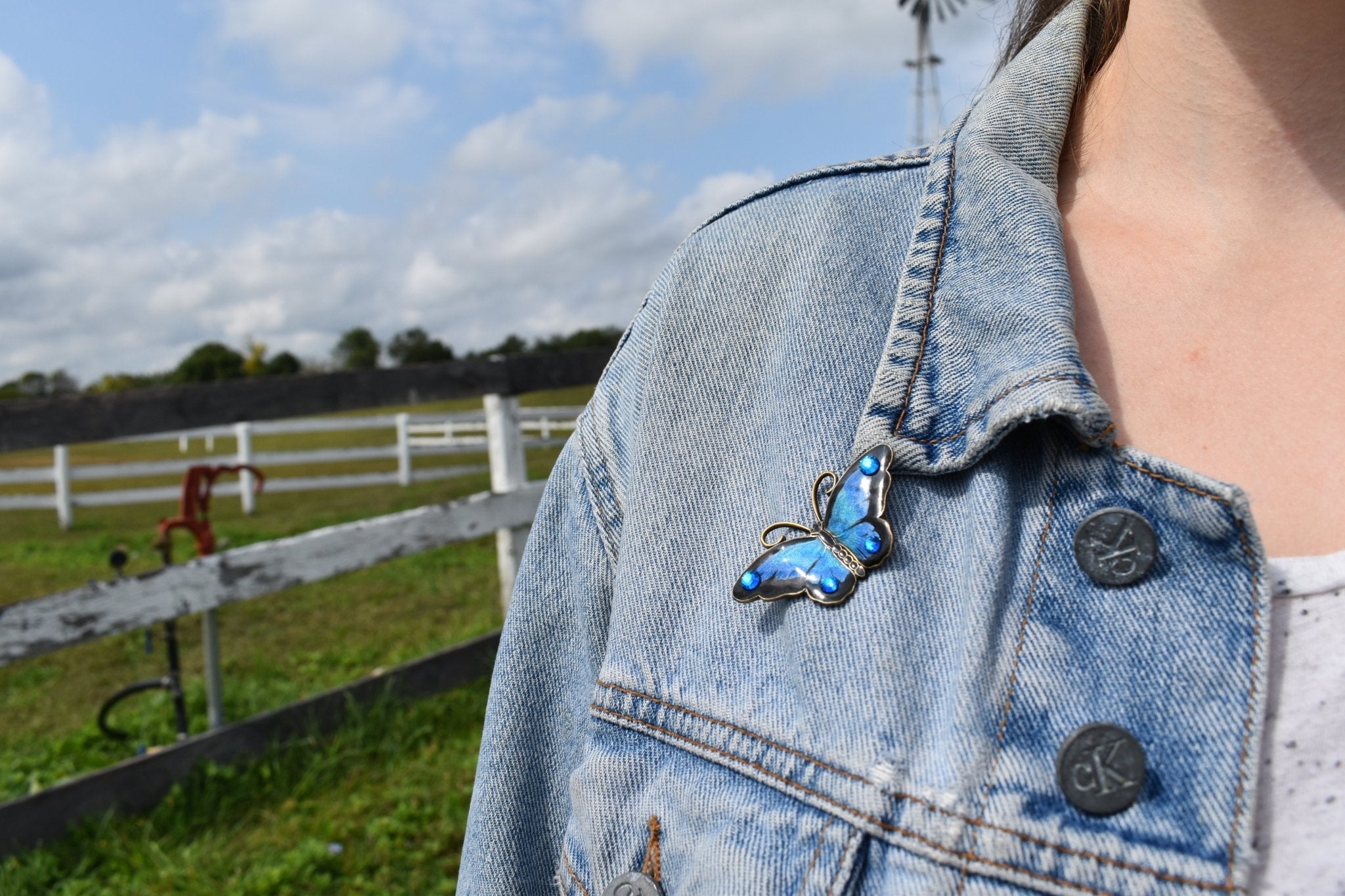 Black & Blues Butterfly Pin - DressbarnBrooches & Lapel Pins