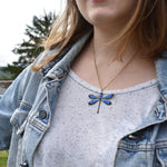 Black & Blues Large Dragonfly Pendant Necklace - DressbarnNecklaces