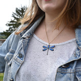 Black & Blues Large Dragonfly Pendant Necklace - DressbarnNecklaces