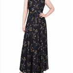 Black Must Vine Sleeveless Belted Chiffon Maxi Dress - Petite Dressbarn Black Must Vine Sleeveless Belted Chiffon Maxi Dress - Petite Dressbarn