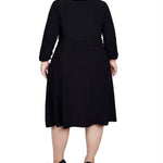 NY Collection Plus Size Ruched A-Line Dress - Black - 1x NY Collection Plus Size Ruched A-Line Dress - Black - 1x