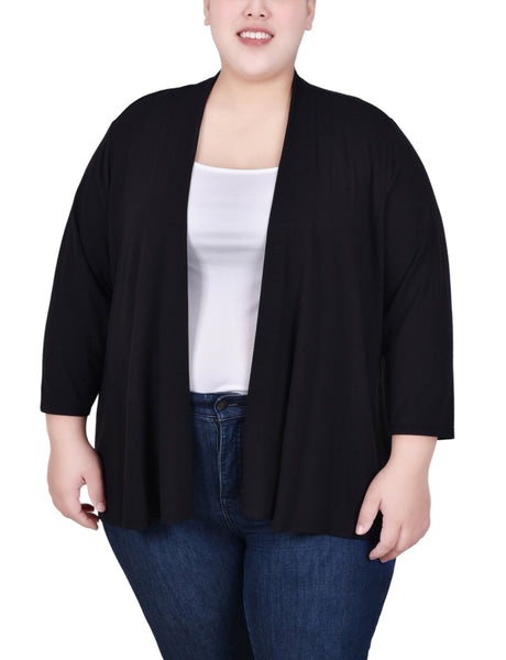 black-solid-34-sleeve-cardigan