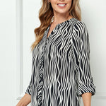 Black & White 3/4 Sleeve Button Front Top - DressbarnShirts & Blouses