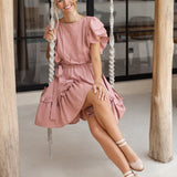 Bohemian Ruffled Linen Loving Mila Mini Dress - Plus - DressbarnClothing