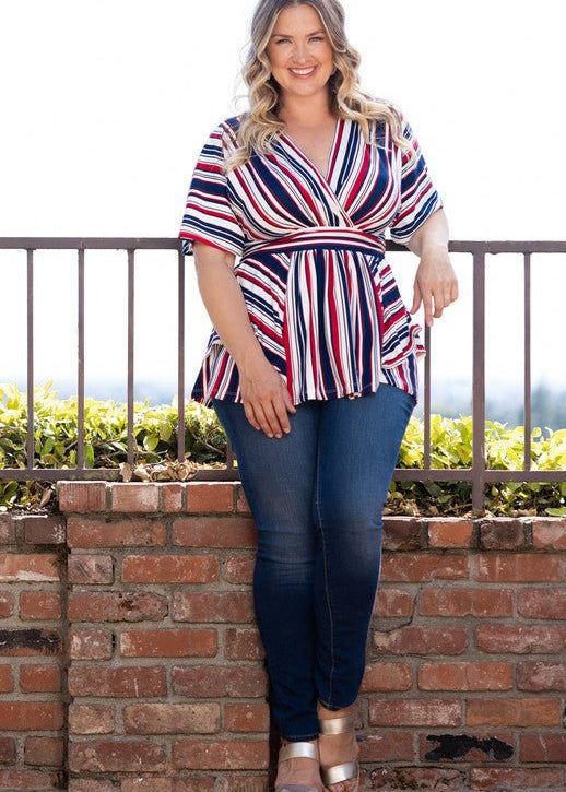 Boulevard Stripe Top - Plus - DressbarnShirts & Blouses