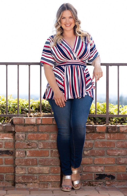 Boulevard Stripe Top - Plus - DressbarnShirts & Blouses