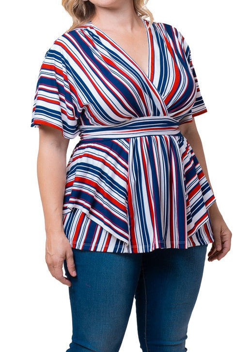 Boulevard Stripe Top - Plus - DressbarnShirts & Blouses