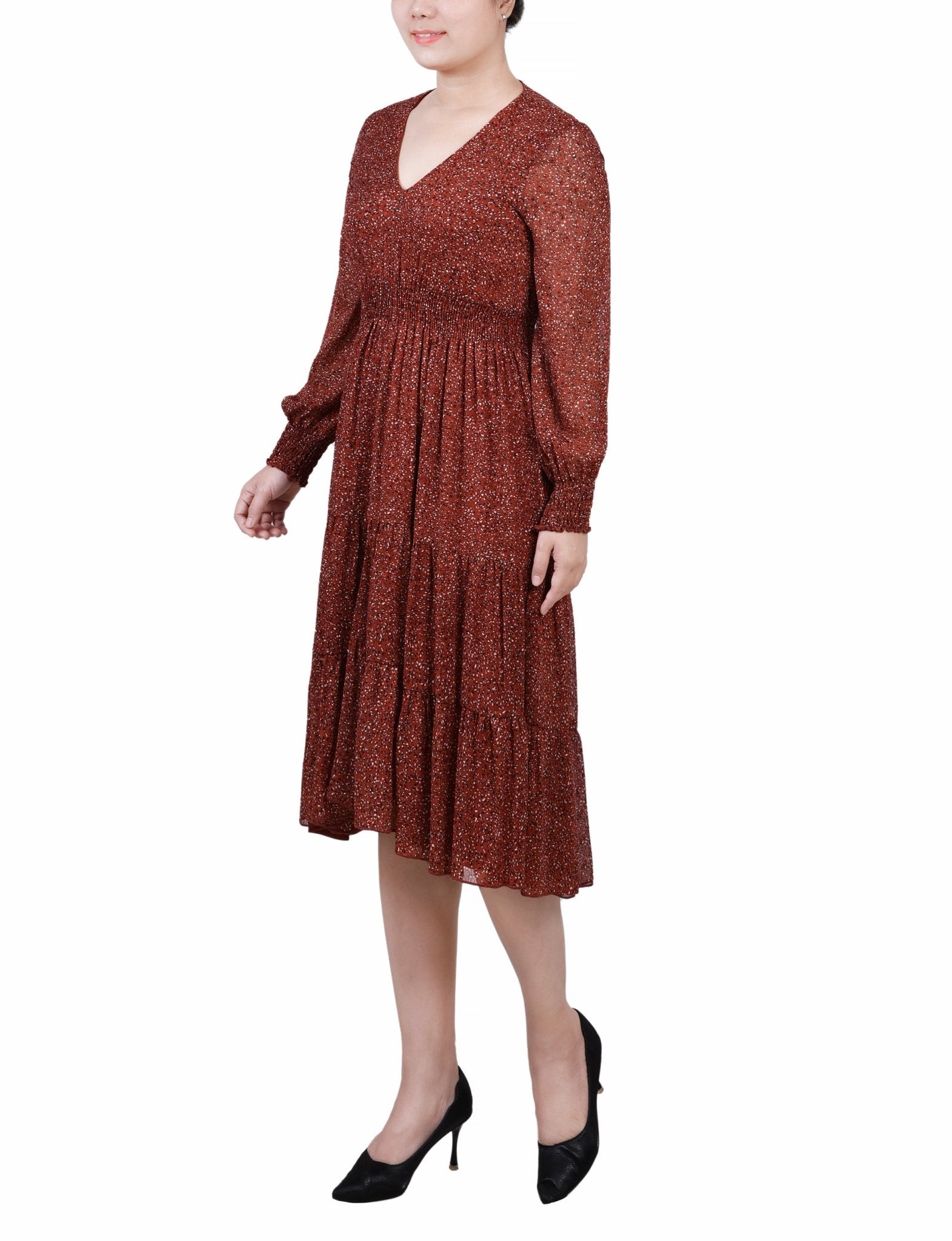 cheetah long sleeve dress SHEIN Clasi Women's Elegant Leopard Print Waist Cinched Midi Dress,Beige Autumn Stylish Animal Print Fall Clothes For Women,Dinner Date Outfit tiered skirt creates beautiful movement Classic leopard print for timeless edge Styling Tips Add gold heels and statement jewelry for an evening out Pair with a cropped jacket or blazer for a polished look For holiday flair Brown Cheetah Long Sleeve Clip