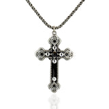 Byzantine Black Enamel Cross Pendant Necklace - DressbarnNecklaces