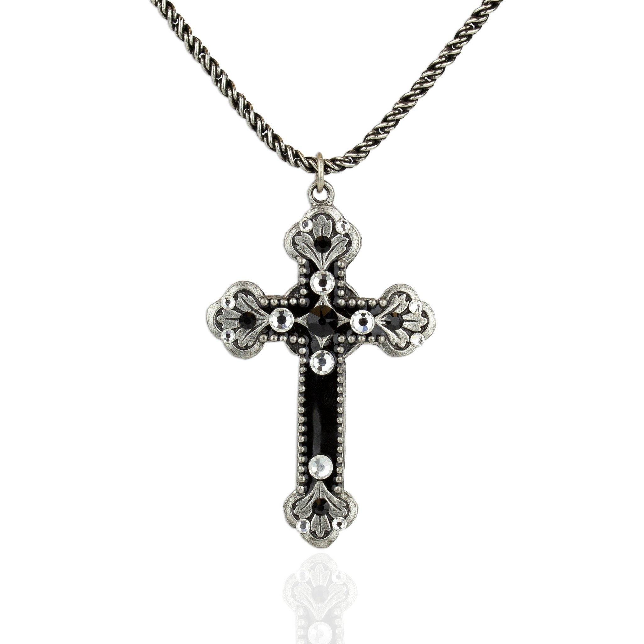 Byzantine Black Enamel Cross Pendant Necklace - DressbarnNecklaces