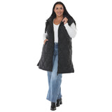 Plus Size Hooded Quilted Longline Puffer Vest