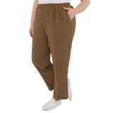 Alfred Dunner Plus Classic Signature Fit Textured Trousers with All-around Elastic Waistband Short Length