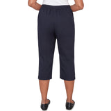 Alfred Dunner Solid Twill Button Hem Capri Pant