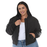 Plus Size Quilted Zip-Front Bomber Jacket