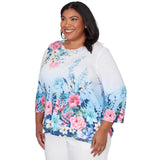 Alfred Dunner Ombre Border Floral Lace Top - Plus