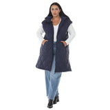 Plus Size Hooded Quilted Longline Puffer Vest