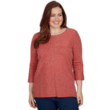 Alfred Dunner Spliced Texture Metallic Studded Top - Terracotta