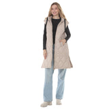 Women's Hooded Quilted Longline Puffer Vest