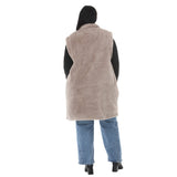 Plus Size Long Plush Button-Front Vest