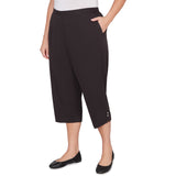 Alfred Dunner Solid Twill Button Hem Capri Pant - Plus