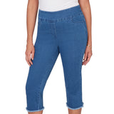 Alfred Dunner Super Stretch Denim Fringe Capri Pant- Petite