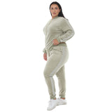 Plus Size Velour Zip-Front Jacket & Jogger Pants Set