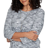 Alfred Dunner Space Dye Top with Necklace - Black/Grey