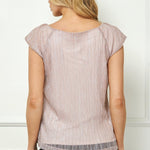 Cap Sleeve Pleat Scoop Neck Blouse, Rose - DressbarnApparel