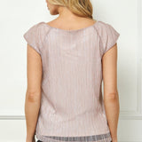 Cap Sleeve Pleat Scoop Neck Blouse, Rose - DressbarnApparel