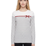 NY Collection Long Sleeve Ribbon Design Pullover Top