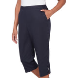 Alfred Dunner Solid Twill Button Hem Capri Pant