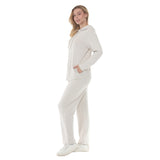 Women's Hooded Zip-Front Top and Straight-Leg Pants Set