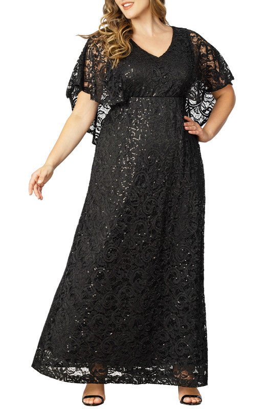 Celestial Cape Sleeve Gown - Plus - DressbarnMaxi Dresses