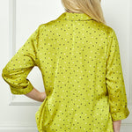 Chartreuse 3/4 Notch Sleeve Johnny Collar Button Front Top - Plus - DressbarnShirts & Blouses